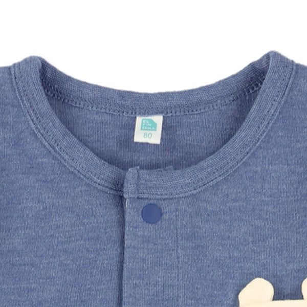 西松屋冬季長袖連身衣(胸口熊熊-藍)