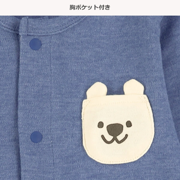 西松屋冬季長袖連身衣(胸口熊熊-藍)