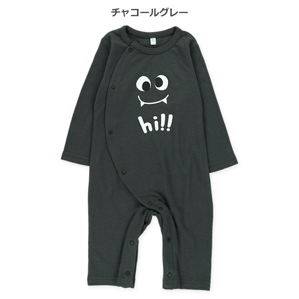 西松屋冬季長袖連身衣(光滑臉部印花-黑色)