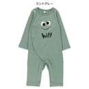 西松屋冬季長袖連身衣(光滑臉部印花-黑色)