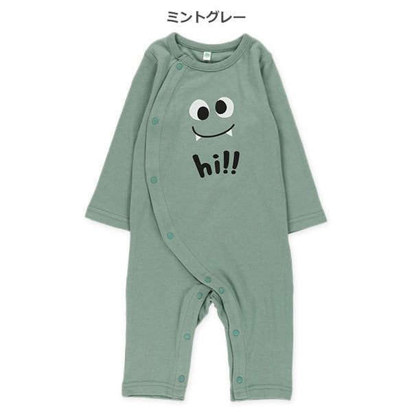 西松屋冬季長袖連身衣(光滑臉部印花-黑色)