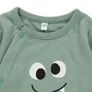 西松屋冬季長袖連身衣(光滑臉部印花-黑色)