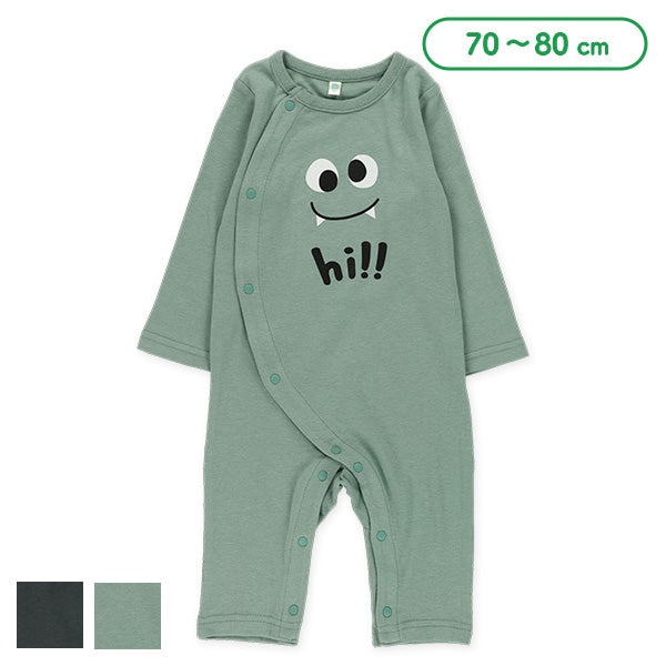 西松屋冬季長袖連身衣(光滑臉部印花-黑色)