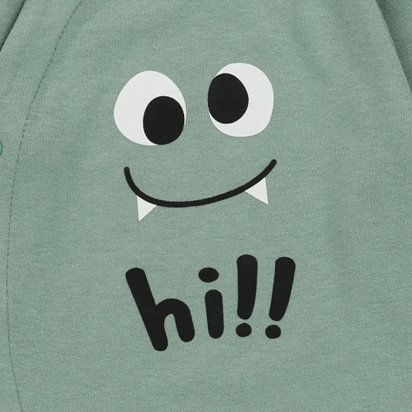 西松屋冬季長袖連身衣(光滑臉部印花-黑色)