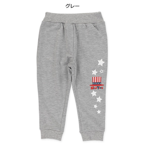 西松屋冬季針織迷你羊毛長褲(藍色-帽泡棉印花)