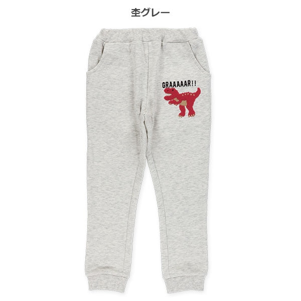 西松屋冬季針織羊毛長褲(黑色/灰色-挖土機/恐龍刺繡)