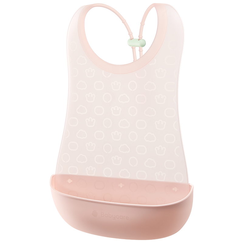 二合一圍裙圍兜-歐泊粉矽膠