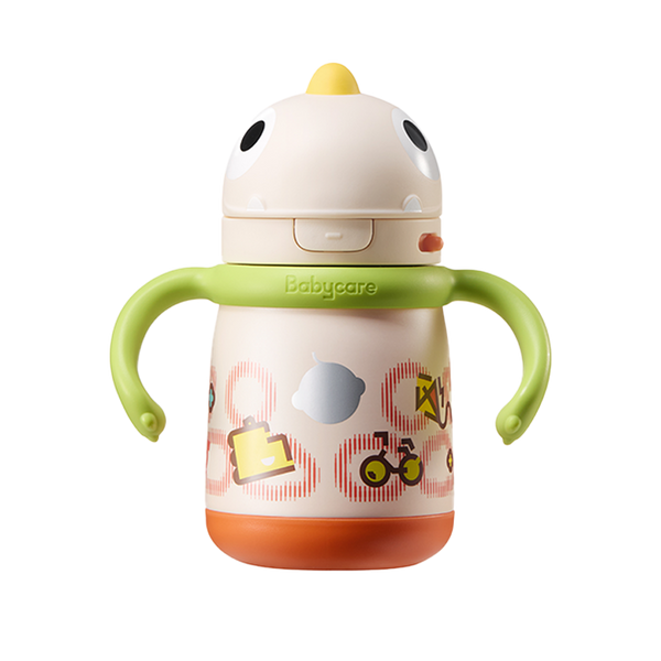 Babycare霸王龍成長保溫杯-把手款300ml光電青