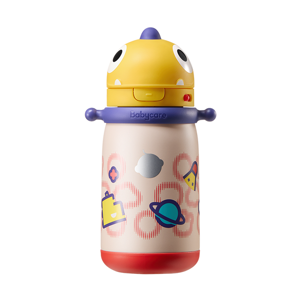 Babycare霸王龍成長保溫杯-背帶款450ml古金黃