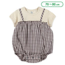 西松屋夏季短袖露腿連身褲(格仔)