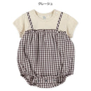 西松屋夏季短袖露腿連身褲(格仔)