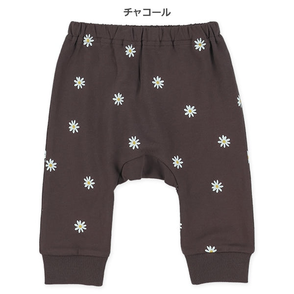 西松屋冬季嬰兒褲 (白/黑色-雛菊印花)