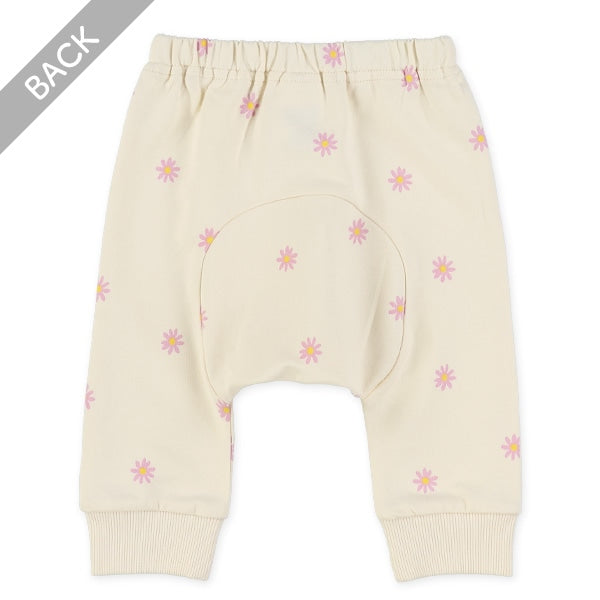 西松屋冬季嬰兒褲 (白/黑色-雛菊印花)