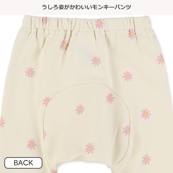 西松屋冬季嬰兒褲 (白/黑色-雛菊印花)