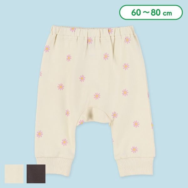 西松屋冬季嬰兒褲 (白/黑色-雛菊印花)