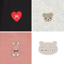 西松屋冬季彈性下擺羊毛繡花長褲(灰色/粉紅色)