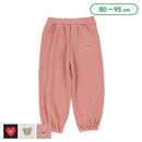 西松屋冬季彈性下擺羊毛繡花長褲(灰色/粉紅色)