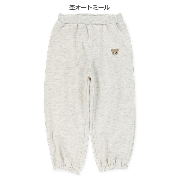 西松屋冬季彈性下擺羊毛繡花長褲(灰色/粉紅色)