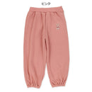 西松屋冬季彈性下擺羊毛繡花長褲(灰色/粉紅色)