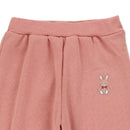 西松屋冬季彈性下擺羊毛繡花長褲(灰色/粉紅色)