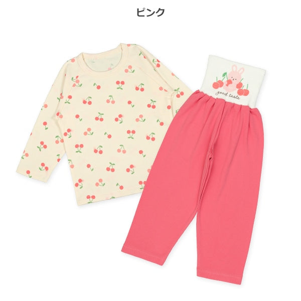 西松屋冬季針織長袖束腹睡衣套裝(櫻桃)