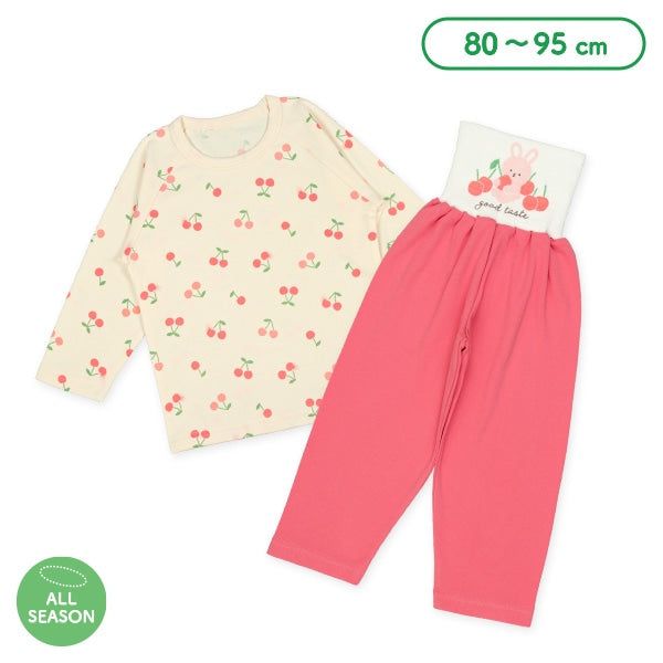 西松屋冬季針織長袖束腹睡衣套裝(櫻桃)