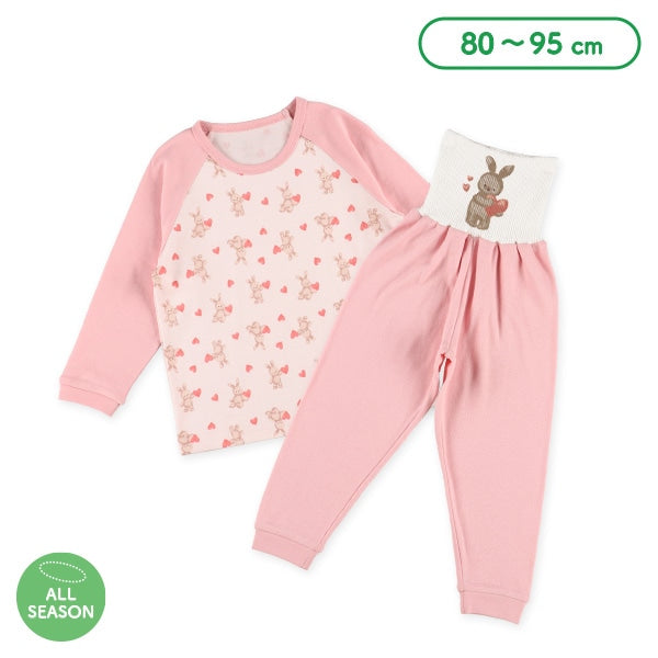 西松屋冬季針織長袖束腹睡衣套裝(兔子)