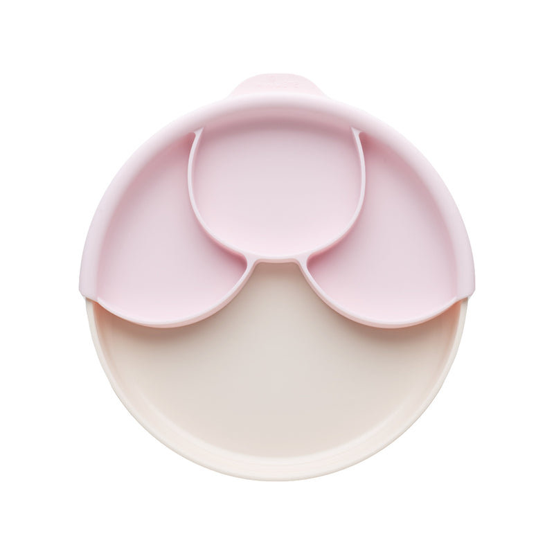 『Miniware』圓形餐碟連矽膠分隔盤及防滑吸盤 - 雲尼拿色/ 粉紅色