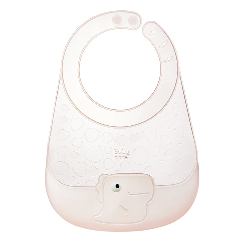 Babycare果凍恐龍矽膠圍兜-洛珊粉