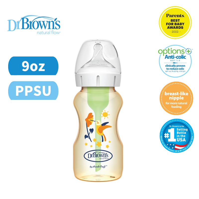Dr Brown's仿母乳排氣奶樽 - 蜂鳥  (2階段奶咀) - PPSU 9oz