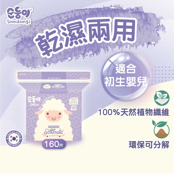 『Soondoongi』Premium Natural Dry Tissue (160pcs) - 4 bags