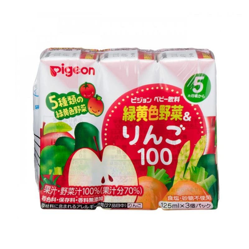 『Pigeon』5種綠黃色蔬菜蘋果汁 125ml × 12包