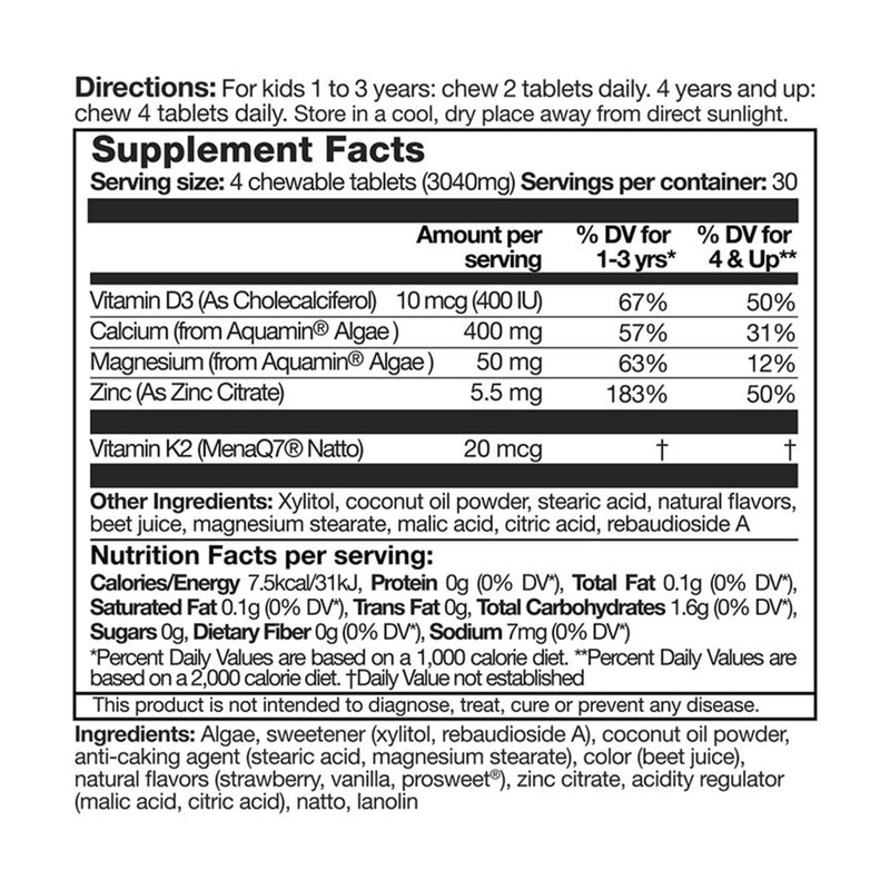 『LIFE Nutrition』 Kids Calcium + D3 (120 pcs)