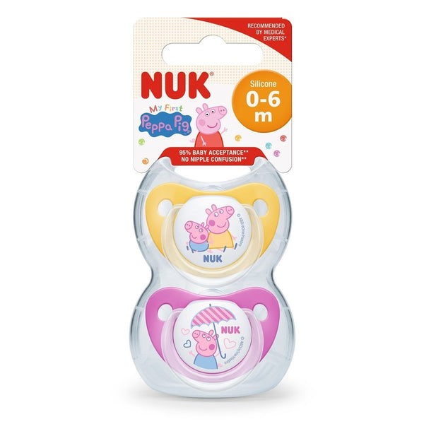 『NUK』Peppa Pig 矽膠安撫奶咀連盒 2個裝 (0-6個月)