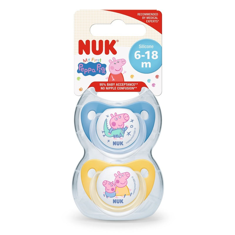 『NUK』Peppa Pig 矽膠安撫奶咀連盒 2個裝 (6-18個月)