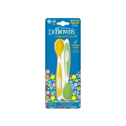 『Dr Brown's』Elevated Soft-Tip Spoon 2-Pack (4 mth+)