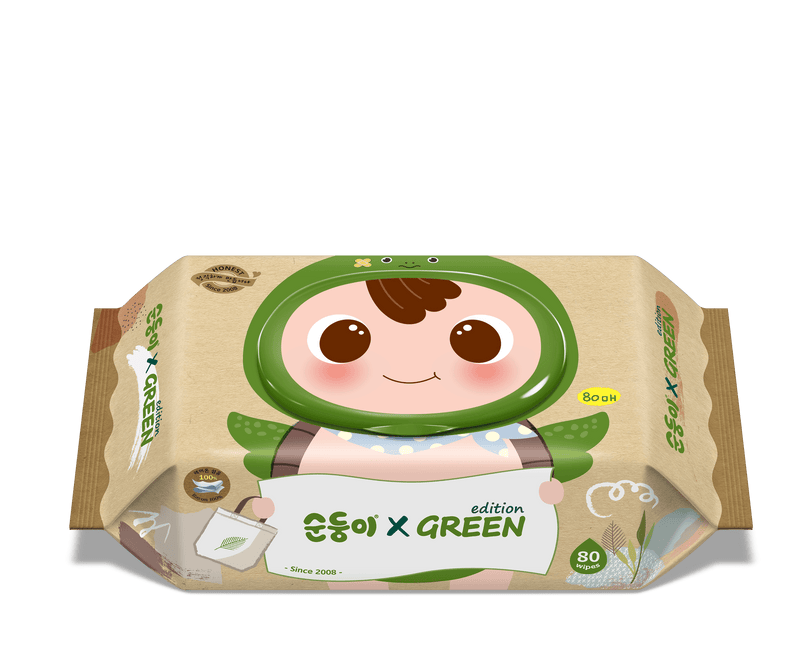 『順順兒』頂級實惠無香嬰兒濕紙巾 80片 - 10包 (Green 限量版)